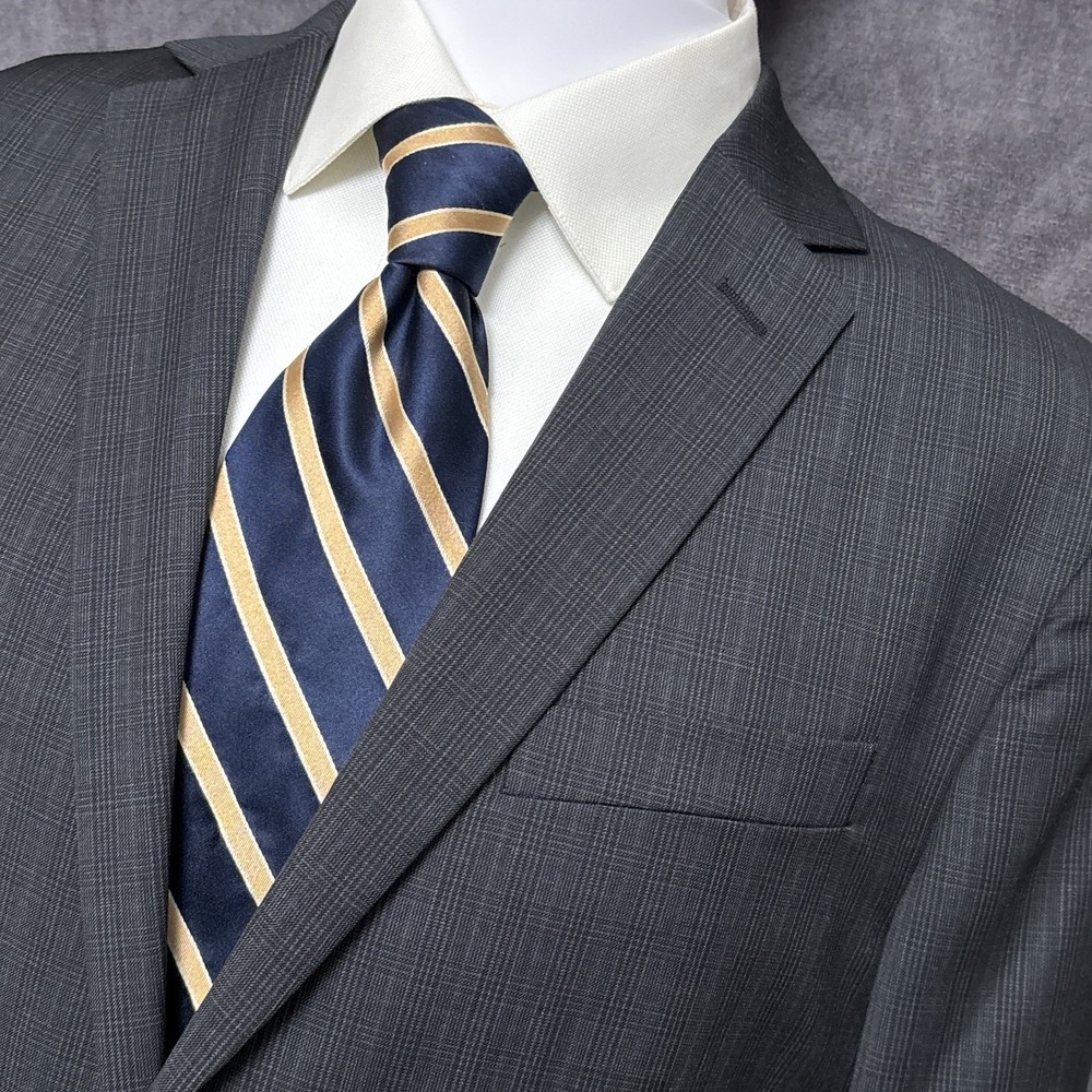 Banana Republic Sport Coat 42L Tailored Slim Fit Gray‎ Wool Glen Check Blazer
